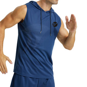 เสื้อออกกำลังกายแขนกุดมีฮู้ดผ้าฝ้ายผสม - Product Image 6