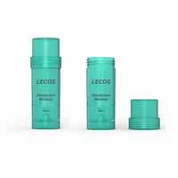 Tube de déodorant transparent vert en PP de 30 ml, conteneur cosmétique rechargeable en plastique à mécanisme rotatif