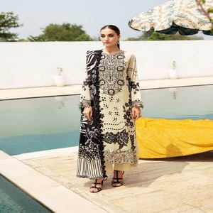 Salwar Kameez de haute qualité en coton Karandi, marque Ramsha, non cousu, style pakistanais, spécial pour les occasions spéciales, travail de broderie lourd, style indien - Product Image 1