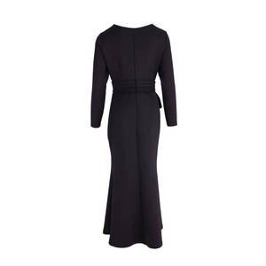 <b>Black</b> Knitted Maxi Dress with Front Detail-Casual Sheath Bodycon A-Line - Product Image 3