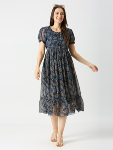 Atractivo vestido de fiesta de moda Georgette impreso largo Maxi vestido compras en línea India a la tarifa más baja - Product Image 6