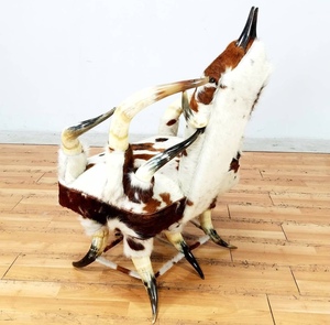 Silla de cuerno de buey de vaca antigua hecha a mano Silla de ocio fuerte y pulida diseño de estilo indio para hoteles y lujo - Product Image 4