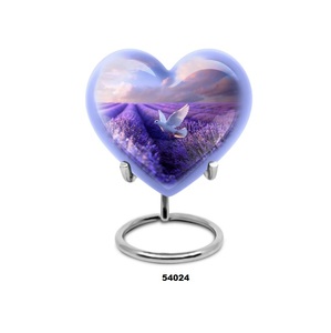 Urnas de recuerdo de corazón de aluminio de pájaro de Corazón Púrpura hermoso de alta calidad con soporte - Product Image 5