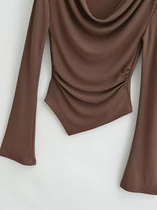 Top court personnalisé élégant à la mode baggy couleur unie respirant léger haut court t-shirt pour les femmes - Product Image 2