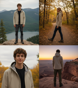 Chaqueta Ligera Casual Versátil para Hombre - Cortavientos Ajustado con Cremallera Completa y Capucha Desmontable para Todas las Estaciones - Product Image 1