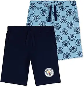 Manchester City F.C. Celana pendek anak laki-laki, celana pendek katun 2 pak, hadiah kota pria untuk anak laki-laki