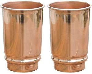 Verres à vin en cuivre pur fini naturel ensemble de 2 avec une forme unique pour les repas haut de gamme et l'utilisation de boissons - Product Image 1