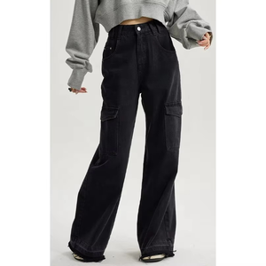2025 femmes Demin pantalon mince sur la taille pleine longueur pantalon Streetwear Logo personnalisé pour les femmes Cargo pantalon femmes - Product Image 1