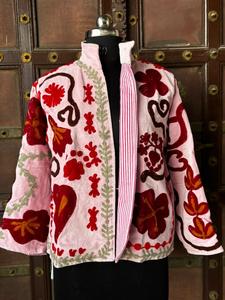 Haut ample décontracté pour femmes, automne/hiver, broderie en coton, respirant, velours tissé, veste blouson - Product Image 3