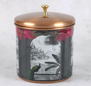 Belle boîte de rangement de date en métal au design luxueux avec impression enduite d'émail et finition en cuivre - Product Image 6