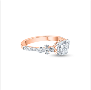 Bague en or rose de qualité supérieure avec cinq diamants naturels pour un mariage glamour ou une cérémonie de fiançailles d'Inde - Product Image 2