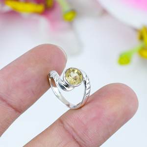 แหวนเงินแท้ 925 ประดับพลอยซิทรินธรรมชาติ |   แหวนซิทรินสีเหลืองทำมือสำหรับผู้หญิงขายส่ง - Product Image 1