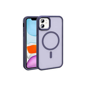 Coque en silicone mate de protection de qualité supérieure Netzy, couleur violet foncé, pour iPhone 12 Pro, compatible MagSafe, protection liquide - A53 - Product Image 1