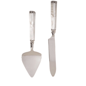 Ensemble de couverts de luxe en acier inoxydable poli miroir, artisanat artisanal, argenté, pour gâteau de mariage décoratif - Product Image 1