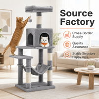 Arbre à chat moderne multi-niveaux écologique avec niche confortable, hamac et tour à gratter stable pour chats d'intérieur, emballage carton