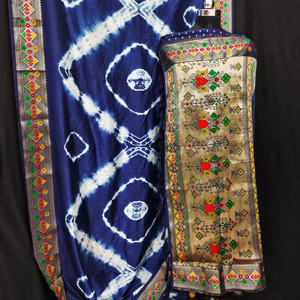 Sibory ชุดผ้าไหมผ้าส่าหรีสีทองและมินาการิทอด้วยดิจิตอลพิมพ์ลายสำหรับส่าหรี - Product Image 2