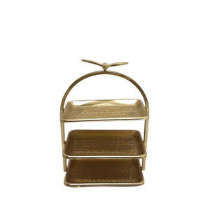 Nouveau support de gâteau décoratif en forme de rectangle en métal doré fini pour le présentoir de fête d'anniversaire de mariage en vrac fait à la main - Product Image 1