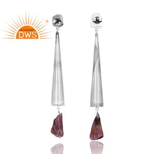 ต่างหูพลอยธรรมชาติสีเงินแท้925ดีไซน์ใหม่สำหรับผู้หญิงเครื่องประดับที่ออกแบบได้เองเป็นของขวัญสำหรับผู้หญิงสำหรับเธอ - Product Image 2