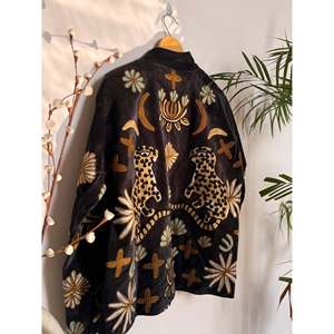 Veste en cuir à imprimé animal, patchwork de velours réversible avec logo personnalisé, style bomber, vêtement d'extérieur printemps/automne - Product Image 3