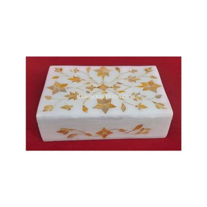 Nuevo estilo lujoso y moderno con forma rectangular del mejor diseño Cajas de joyería con Incrustaciones de nácar de mármol blanco hechas a mano - Product Image 1