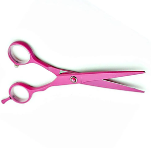 Tijeras de peluquería de corte de pelo profesional con borde de maquinilla de afeitar rosa con logotipo personalizado, tijeras de pelo profesionales para uso de belleza - Product Image 5