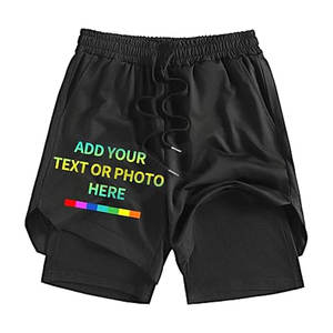 Short pour homme personnalisé avec texte personnalisé Short de survêtement actif 2 en 1 pour courir, plage, confort, fitness et entraînement - Product Image 1