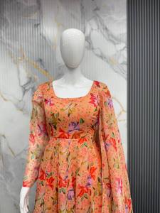 Robe longue Anarkali tendance pour femmes avec broderie Kurti et dupatta, tenue de fête de mariage indienne, style Salwar Kameez - Product Image 6