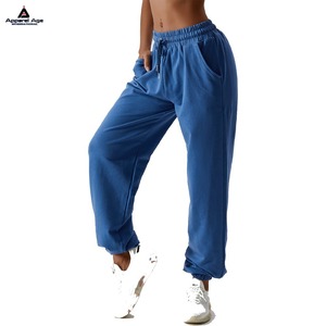 Offre Spéciale coton éponge français ceinture élastique avec cordon de serrage femmes pantalons de sport broderie personnalisée Logo pantalons de survêtement Joggers - Product Image 1