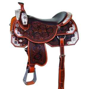 Sier Cuir de vachette véritable English Western Pleasure Show Horse Saddle Tack Accessoires-Assorti Headstall Breast Collar Rein - Product Image 2