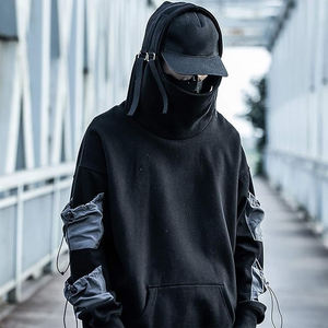 Custom Men <b>Hoodies</b> Hip Hop Cyberpunk Black Urban Streetwear Style <b>Japanese</b> Hombres Techwear Fish Mouth Hoodie for Men - Product Image 5