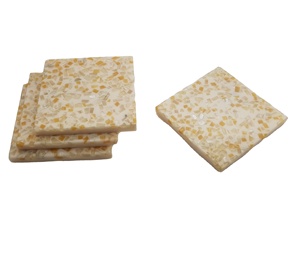 Table 4 pièces ensemble tapis bois d'acacia et résine avec incrustation de métal avec sous-verres personnalisés polis de haute qualité vente chaude 2024 - Product Image 5