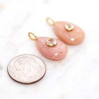Colgante de Ópalo Rosa Natural Tallado en Forma de Pera, Joyería de Plata de Ley 925, Colgante de Moda Chapado en Oro con Piedra de Ópalo