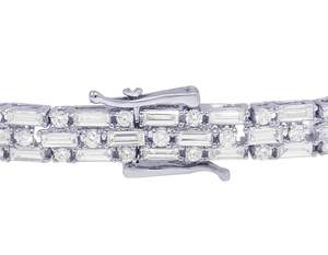 Trending S925 <b>Sterling</b> <b>Silver</b> Customized Moissanite Round & Baguette Diamond <b>Bracelets</b> For <b>Men</b> - Product Image 3