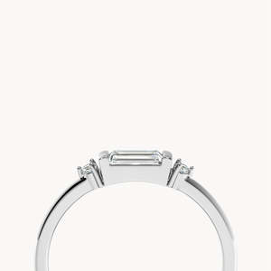 Emerald Cut <b>Opal</b> Engagement <b>Ring</b> in Rhodium Plated Platinum - Product Image 5