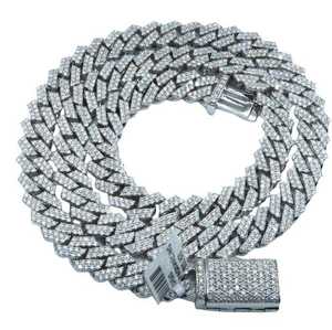 10MM DIAMOND CUBAN <b>CHAIN</b> VVS1 Moissanite With 14k White Gold Finished In Sterling <b>Silver</b> 925 , The Diamond Tester - Product Image 5