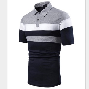 Chemises et T-shirts à manches courtes en coton tricoté rayé 100 % pour hommes, personnalisables OEM – Anti-boulochage, coupe ample, personnalisable - Product Image 2