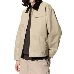 Veste universitaire décontractée en toile de coton pour homme, de qualité supérieure, teinte unie, col rabattu, imperméable, respirante, fermeture éclair - Product Image 4