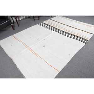 Alfombra Turca Grande, Alfombra Vintage de 6.5x9.5 pies, Alfombra de Lana Marroquí Blanca - Product Image 4