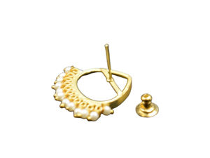 Material de latón de alta calidad y piedra chapada en oro, pendiente de tuerca pintado a mano, pendiente de joyería de diseño moderno para niñas y mujeres - Product Image 2