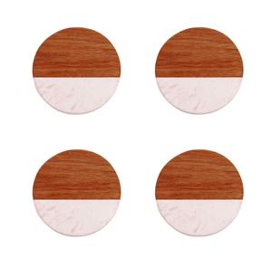 Natural Acacia Wood Marble Coasters Wood and Marble Mango coaster Made in India - Product Image 1