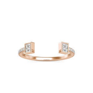 Anillo Abierto con Diamante Cultivado en Laboratorio de 0.30 CTW |   Anillo de Diamantes con Corte Baguette, Certificado SGL, Oro Sólido de 14K, Ajustable para Mujer - Product Image 1