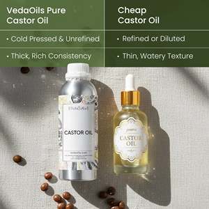 Huile de ricin 100% pure biologique pressée à froid à partir de graines, qualité cosmétique et thérapeutique pour hydrater et nourrir - Product Image 3