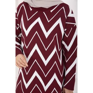 Suéter de Punto para Mujer Lavin, Color Borgoña, Diseño Zigzag, Casual, Transpirable, Cómodo, con Botones y Apliques de Flores, para Verano y Otoño - Product Image 4