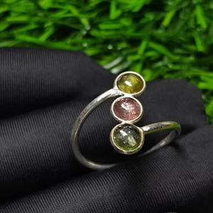 Anillo fino de Plata de Ley 925, 1,40 gramos, piedras preciosas de turmalina múltiple Natural, ajuste de bisel de rodio para regalo de aniversario de fiesta - Product Image 4