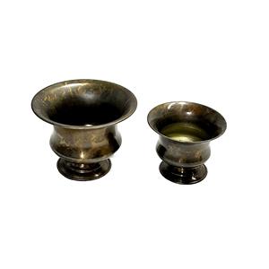 Pots de fleurs en aluminium Vase en métal finition bronze antique Lot de 2 tailles différentes pour centre de table Vase de fleurs de mariage - Product Image 5