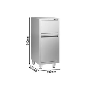 Contenedor de basura comercial - Contenedor con tapa de empuje - 940 (A) x 400 (L) x 500 (P) mm - con ruedas traseras - Cierre suave y sin soporte - Acero inoxidable - Product Image 2