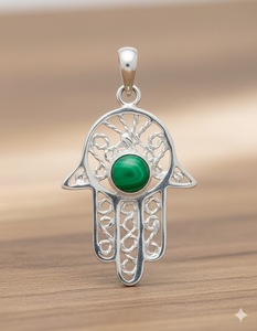 925 Sterling Silver Turquoise Hamsa Main Hébreu Juif Bijoux Pendentif Collier Judaïsme Judaica - Product Image 2