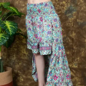 新款时尚手块印花女式长裙彩色贴片工作马克西标准女式单码裙