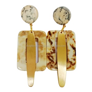 Hecho a mano resina Natural Arce perla flor otoño hoja gota aro forma pendiente joyería de moda - Product Image 1