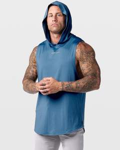 Custom Quick Dry Gym Bodybuilding <b>Hoody</b> Tank Top High Quality 95% cotton 5% Spandex Stretchy Hooded Sleeveless T Shirt Men - Product Image 3